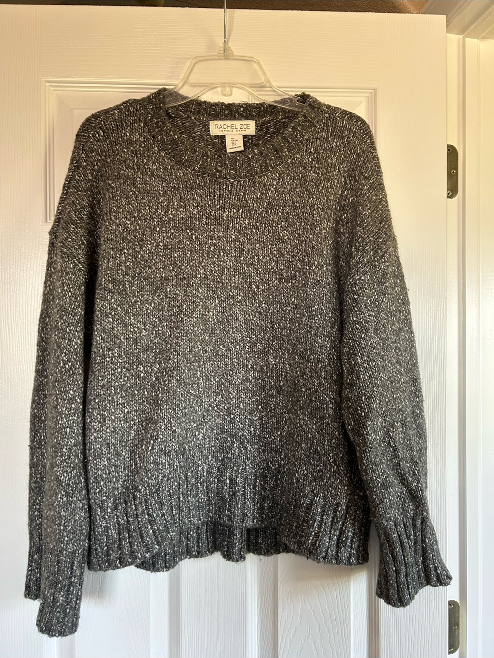 Rachel Zoe Gray Marled Ribbed Knit Pullover